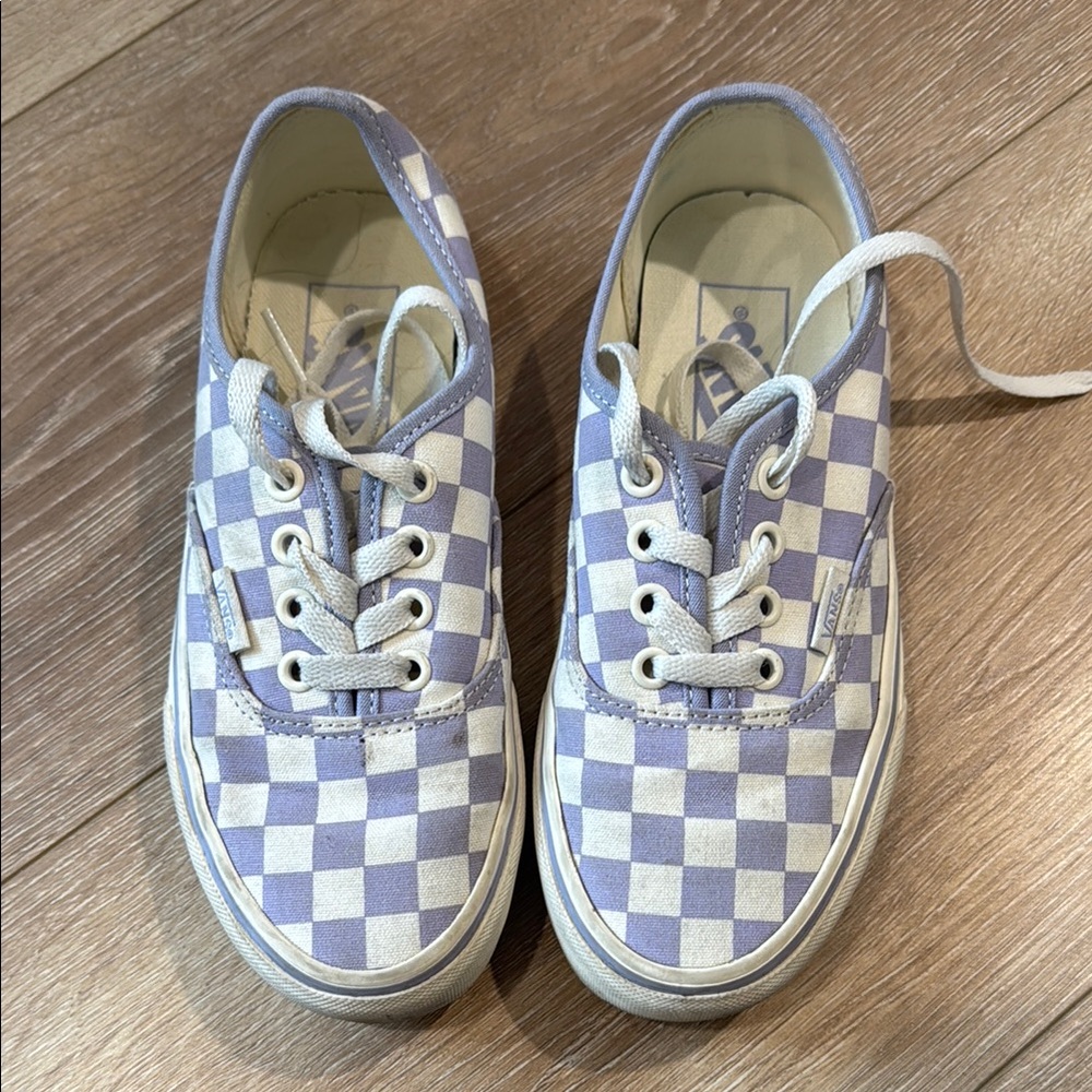 Like new Vans Kids Checkered Sneakers - Purple and White